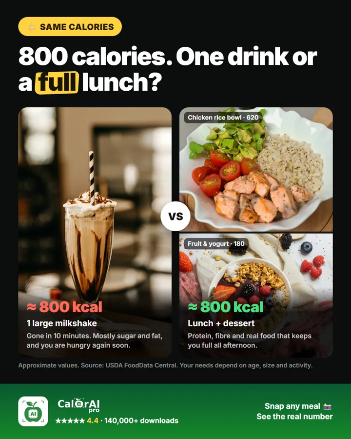 800 calories: one milkshake or a full lunch and dessert?